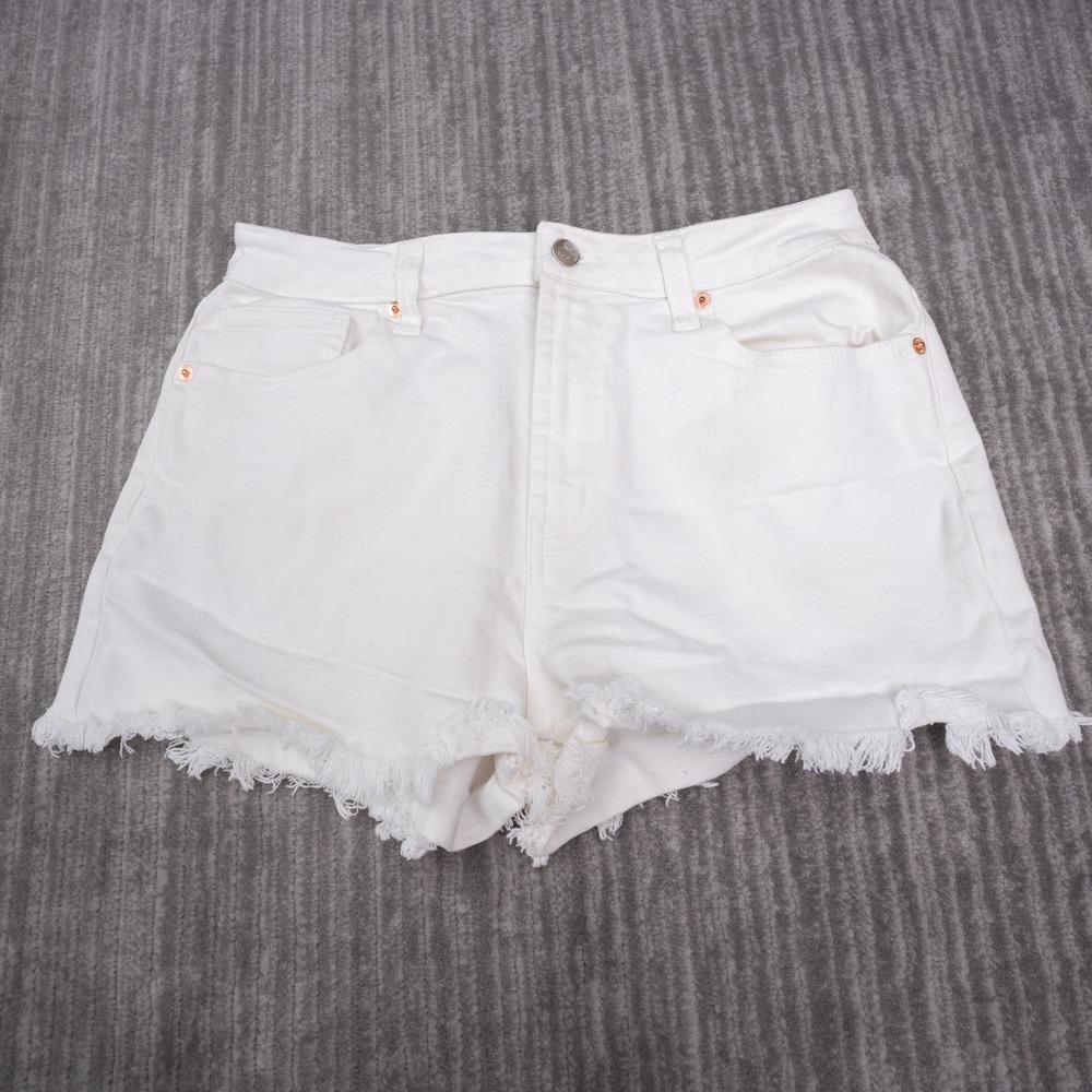 Juicy by Juicy Couture Denim Shorts Womens 29 White Gabbie Fitted Raw Hem